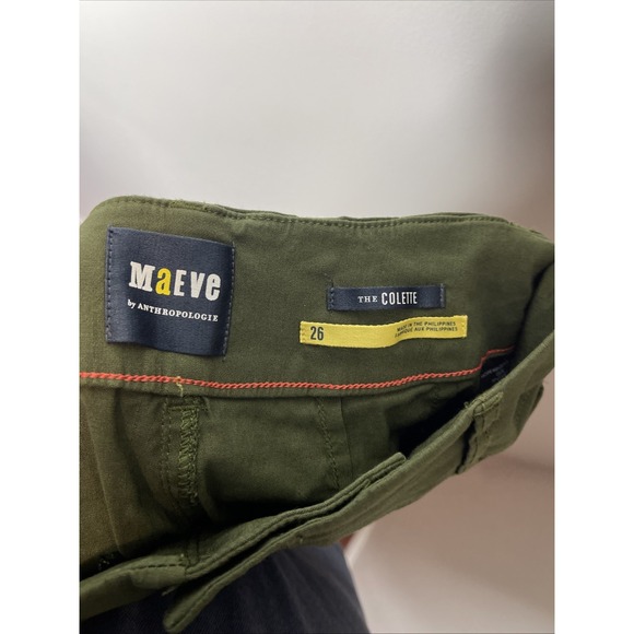 Maeve Anthropologie The Colette Green Viscose Linen Pant Sz 26 - Picture 9 of 10